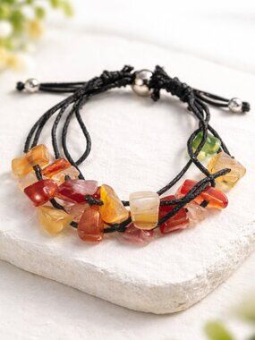 Faux stone pull string bracelet